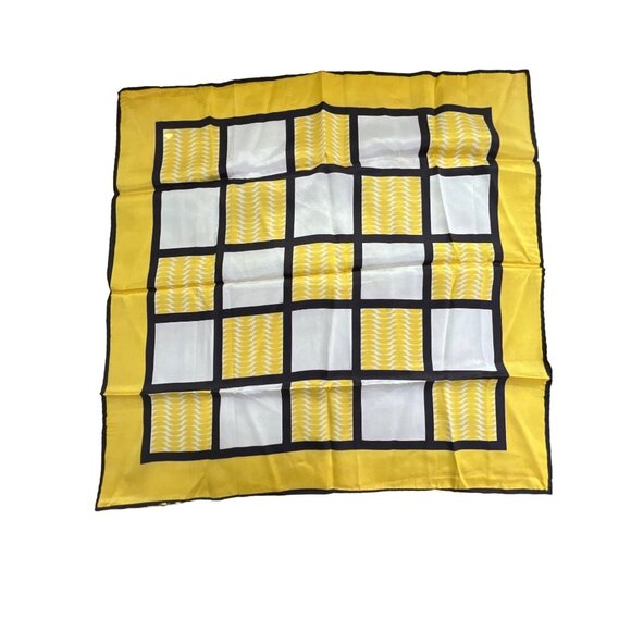 Berkshire Vintage Yellow Square Scarf Lightweight Acetate Bandana Neck Wrap - Picture 1 of 4